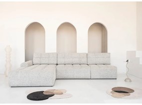 Bézs kinyitható tárolóhelyes moduláris sarokkanapé (bal oldali) Lulu – Miuform