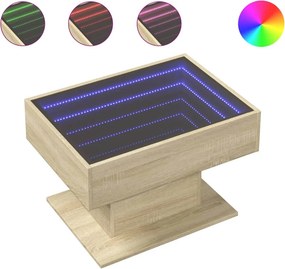 vidaXL sonoma tölgy szerelt fa dohányzóasztal LED-del 70 x 50 x 45 cm