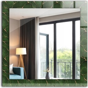Dekoratív design függő tükör loft zöld levelek mintás 60 x 60 cm