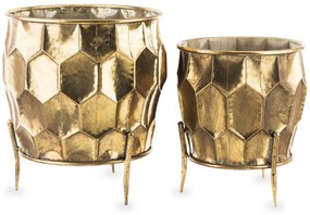 Kaspó 2 db-os szett, arany fém 45x36,5x36,5 35,5x29,5x29,5cm