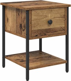 vidaXL Éjjeli asztal fiókkal Öreg fa 34 x 35,5 x 45 cm Faanyag