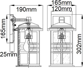 ELSTEAD KLBEACONSQUARESOZ BEACON SQUARE Klasszikus Kültéri Fali Lámpa Eves Bronz E27 IP44