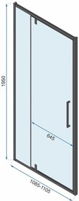 Rea Rapid Swing, 3 falú zuhanykabin 90 (ajtó) x 100 (fal) x 100 (fal) x 195 cm, 6mm átlátszó üveg, arany fényes profil, KPL-009924