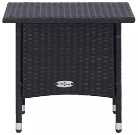 3 részes fekete polyrattan kerti bútorszett párnákkal