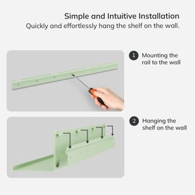 JOANNE fali polc 1200 mm, Fresh Style: pasztellzöld