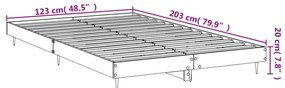 füstös tölgy színű szerelt fa ágykeret matrac nélkül 120x200 cm