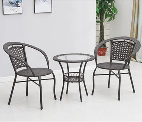 Kerti rattan szett 1+2, barna, LASAN
