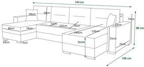 Sarok ülőgarnitúra U Glide U (fekete + szürke). 1057108
