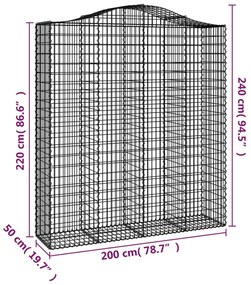 8 db íves horganyzott vas gabion kosár 200x50x220/240 cm