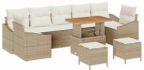 vidaXL Kerti Kanapé Szett párnával tárolóval 10 pcs Bézs Poli rattan