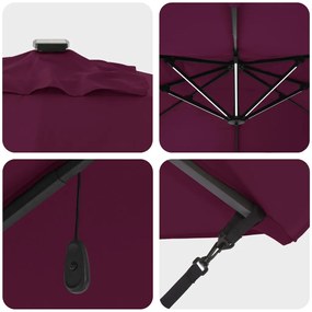 Konzolos Roma Napernyő LED-del Bordeaux Piros 352x251x265 cm Alumínium