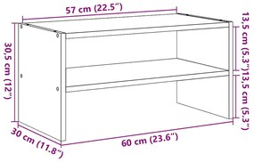 szürke sonoma cipőtartó állvány halmozható 60 x 30 x 30,5 cm