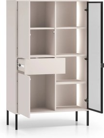 Harmona magas vitrin 92 cm fiókkal és világítással - kasmír