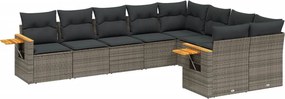 vidaXL 9 részes szürke polyrattan kerti ülőgarnitúra párnákkal
