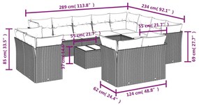 13 részes fekete polyrattan kerti ülőgarnitúra párnákkal