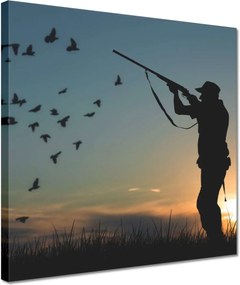 Vászonkép 30x30 Vadász fegyverrel madarak