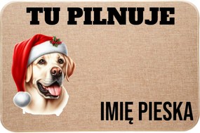 Karácsonyi Ágynemű Lábtörlő , Itt Őrök A Kutya Neve