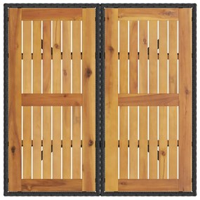 fekete polyrattan kerti asztal akácfa lappal 80 x 80 x 75 cm