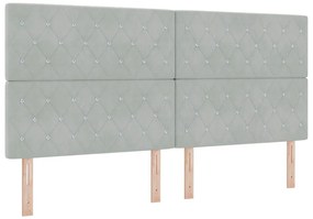 Boxrugós ágy matracmal Világosszürke 200 x 200 cm Bársony