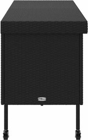 Fekete Polyrattan Kerti Tárolóláda Kerekekkel 160X55X75 Cm