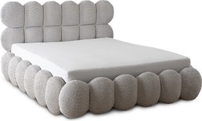 ANKARA ágy 140x200 cm, szürke boucle, ágyneműtartóval