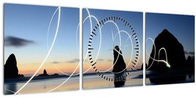 Kép - tengerpart naplementekor (órával) (90x30 cm)