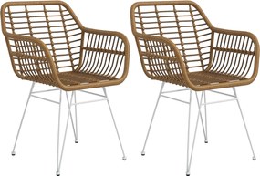 HOMCOM Étkező Székek 2db-os Készlet, Konyhai Szék Háttámlával, Mű Rattan Megjelenés, Karosszék Párnával, Nappali Szék, Acél Lábú Székek Étkezőasztalho