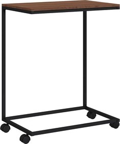 vidaXL fekete szerelt fa kisasztal kerekekkel 55x35x70 cm