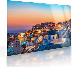 Kép - Santorini alkonyatkor (üvegen) (70x50 cm)