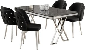 Rigel étkezőgarnitúra, fekete márvány-króm, 130 cm – TR240CHR2239
