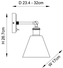 Endon 92874 -Fali spotlámpa HAL 1xE27/10W/230V bronz/réz/átlátszó