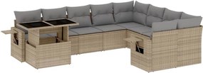 vidaXL 10 részes bézs polyrattan kerti ülőgarnitúra párnával
