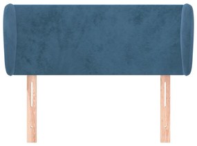 sötétkék bársony fejtámla szárnyakkal 83x23x78/88 cm