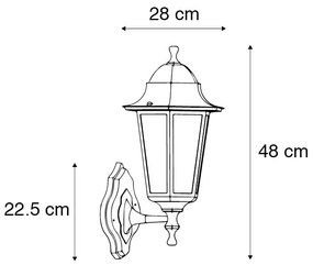Kültéri fali lámpa fekete mozgásérzékelővel IP44 - New Orleans up