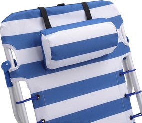 RHODOS strand szék, 68x63x75cm, kék/fehér SongmicsHome