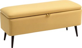 HOMCOM Tároló Pad, Kárpitozott Pad Tárolóval, Vászon Hatás, Ágy Pad Acél Lábakkal, Nappali, Előszoba, Hálószoba, Maximum 150 kg Teherbírás, 101 x 38.5