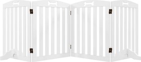 PawHut Kutya Korlát, 4-paneles, 207,5 x 61 cm Összecsukható Ajtóvédő 2 Támogatólábbal, Stabil Kutya Korlát, Lépcsőkorlátozó Közepes Kutyák Számára, Fo