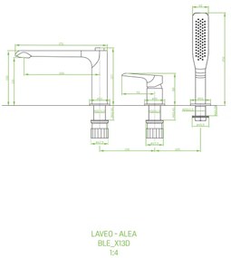 Laveo Alea, kád/zuhany csaptelep h-157, króm-fehér, LAV-BLE_613D