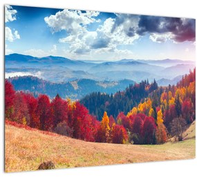 Egy kép egy színes őszi tájról (üvegen) (70x50 cm)