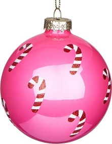 HANG ON üveg karácsonyfadísz, pink Candy Cane Ø8cm