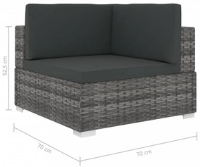 vidaXL 1 db szürke polyrattan moduláris sarokfotel párnákkal