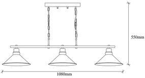 Csillár láncon SIVANI 3xE27/100W/230V
