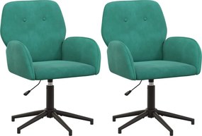 vidaXL Forgós Íróasztali Székek 2 db 54 x 55 x 90 cm Türkiz Bársony