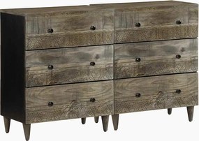 vidaXL 2 db világosszürke tömör mangófa tálalószekrény 60x33,5x75 cm