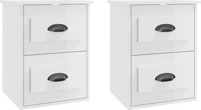 vidaXL 2 db magasfényű fehér fali éjjeliszekrény 41,5 x 36 x 53 cm