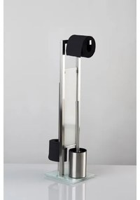 WENKO 21564100 - RIVALTA WC-kefe 18x70 cm, rozsdamentes acél/ezüst/fehér/fekete