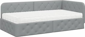 vidaXL Sarokágy keret matracmal Világosszürke 100 x 200 cm szövet