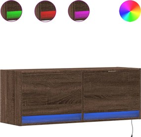 vidaXL barna tölgyszínű fali TV-szekrény LED-del 100x31x35 cm