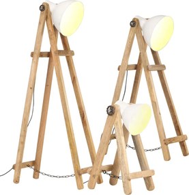 vidaXL 3 db fehér tömör mangófa állólámpa E27