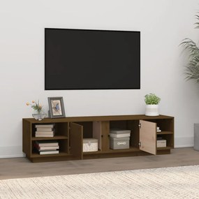 mézbarna tömör fenyőfa TV-szekrény 156 x 40 x 40 cm